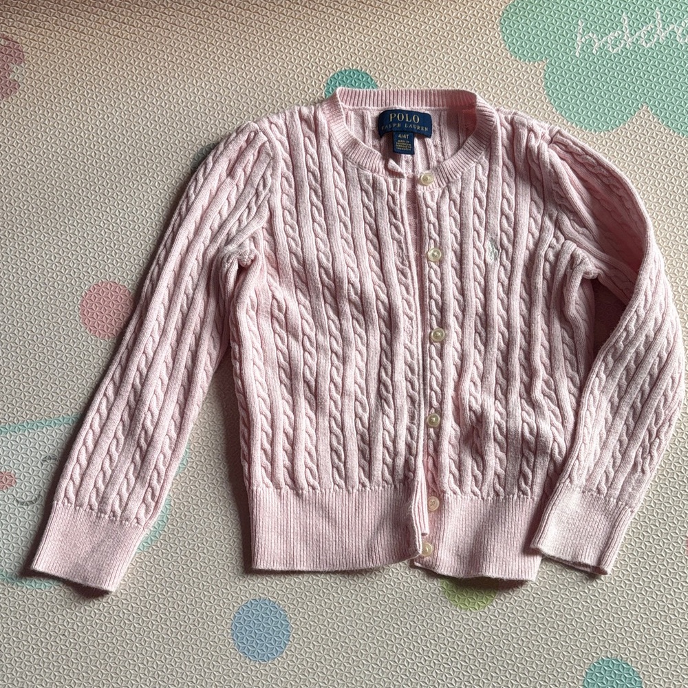 EUC Polo by Ralph Lauren Pink Cable Knit Sweater size 4/4T